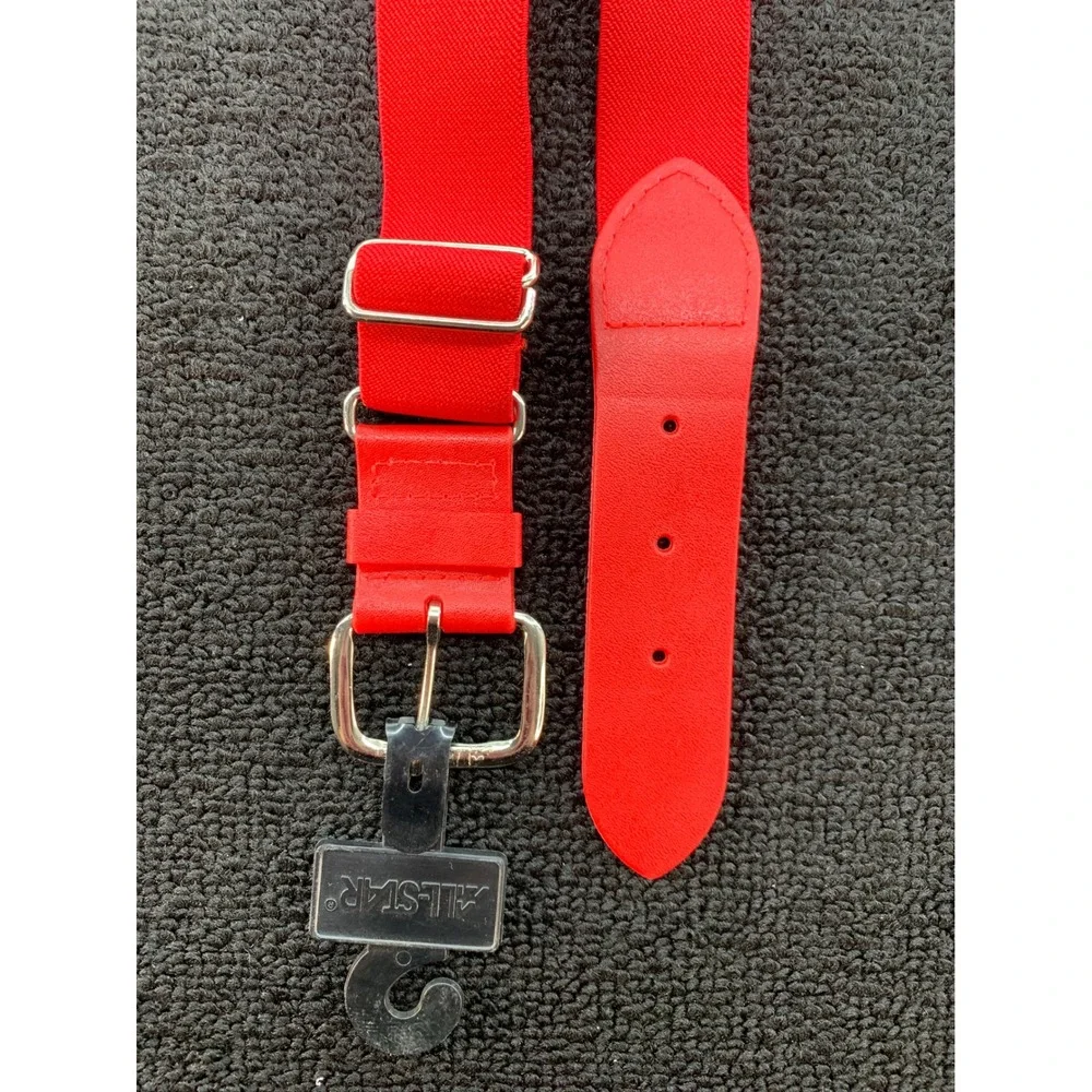 All Star Red Elastic Belt With‎ Silver Buckle For Youth Kids Baseball Softball